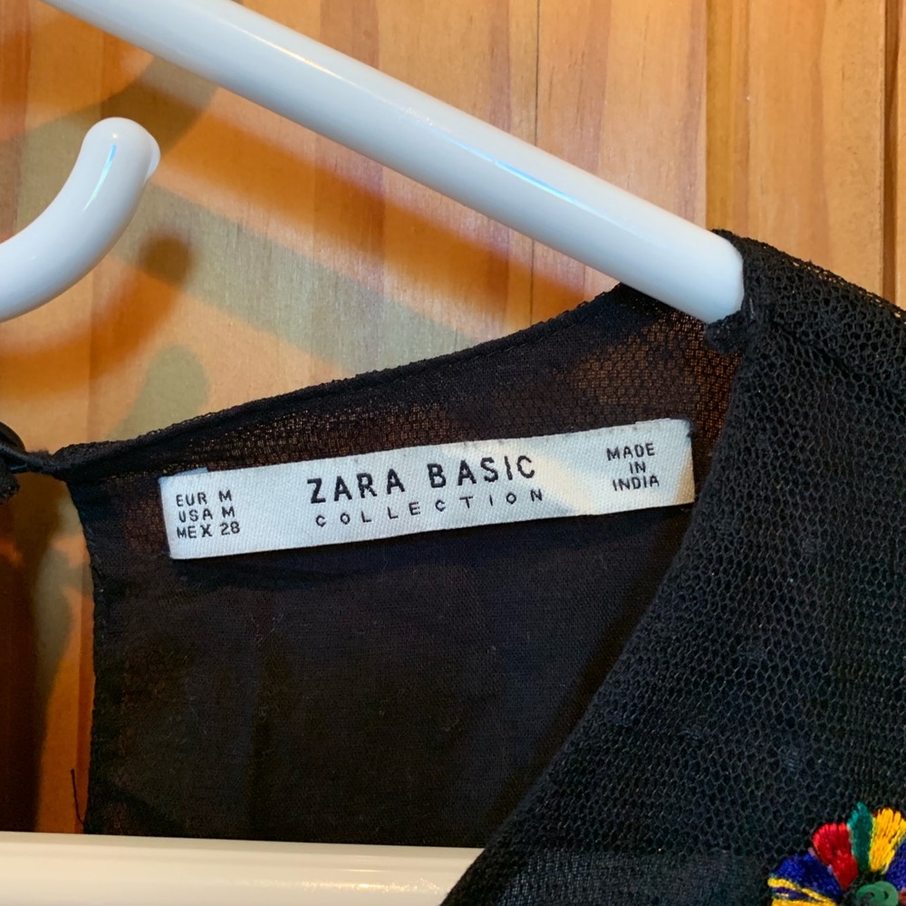 Zara black embroidered blouse